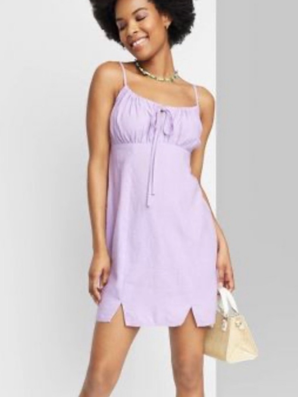 wild fable Lavender Spaghetti-Strap Tie Mini Dress medium